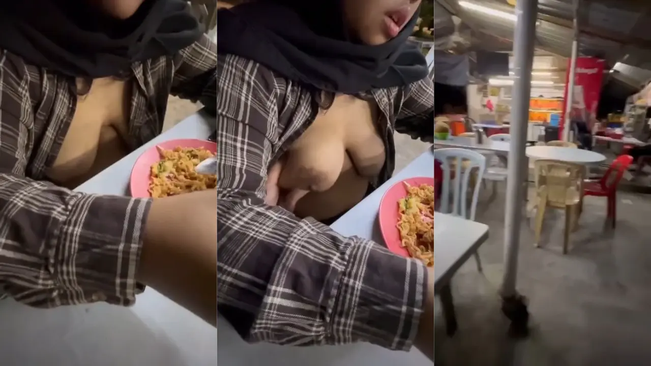 Eksib di tempat makan cewenya takut ketahuan