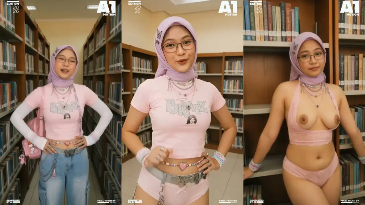 Mahasiswi di perpustakaan bukan nya baca buku malah bugil