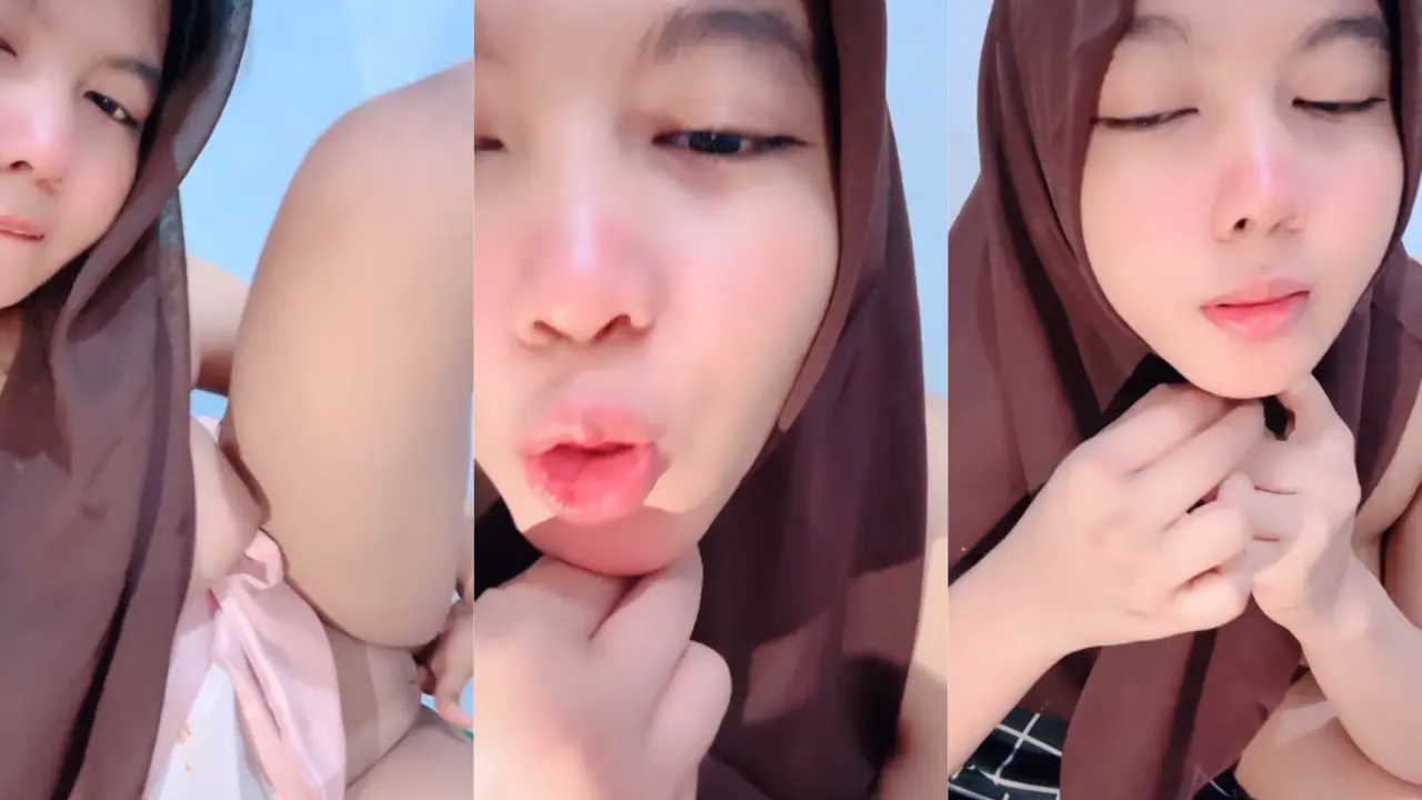 Hijab cantik manis lagi belajar colmek