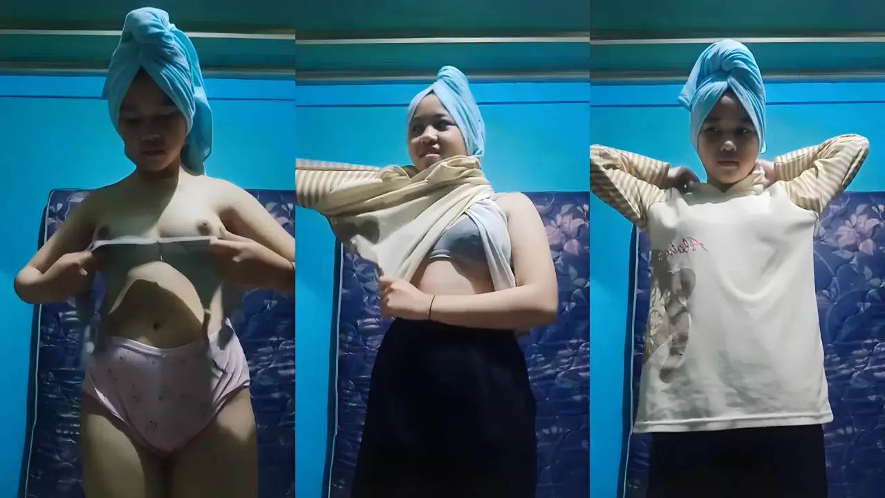 cewek cantik habis mandi pakai baju