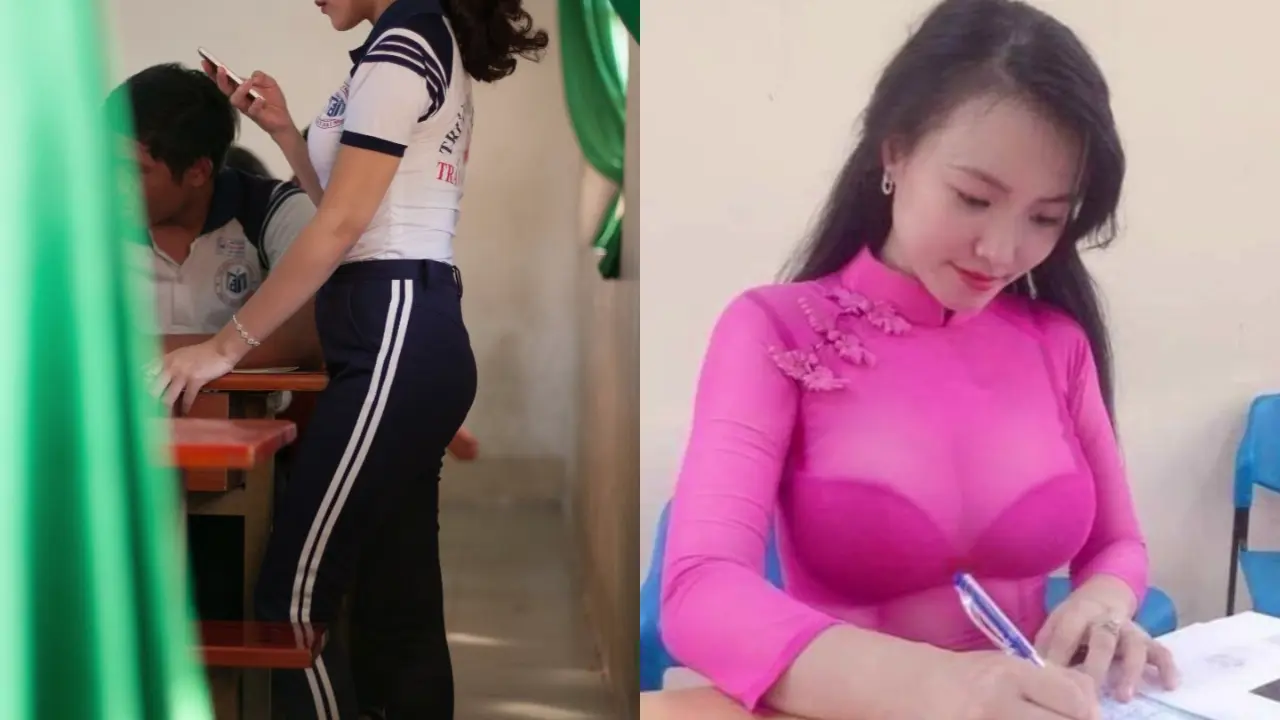 Siswa remaja Asia yang menjadi guru 